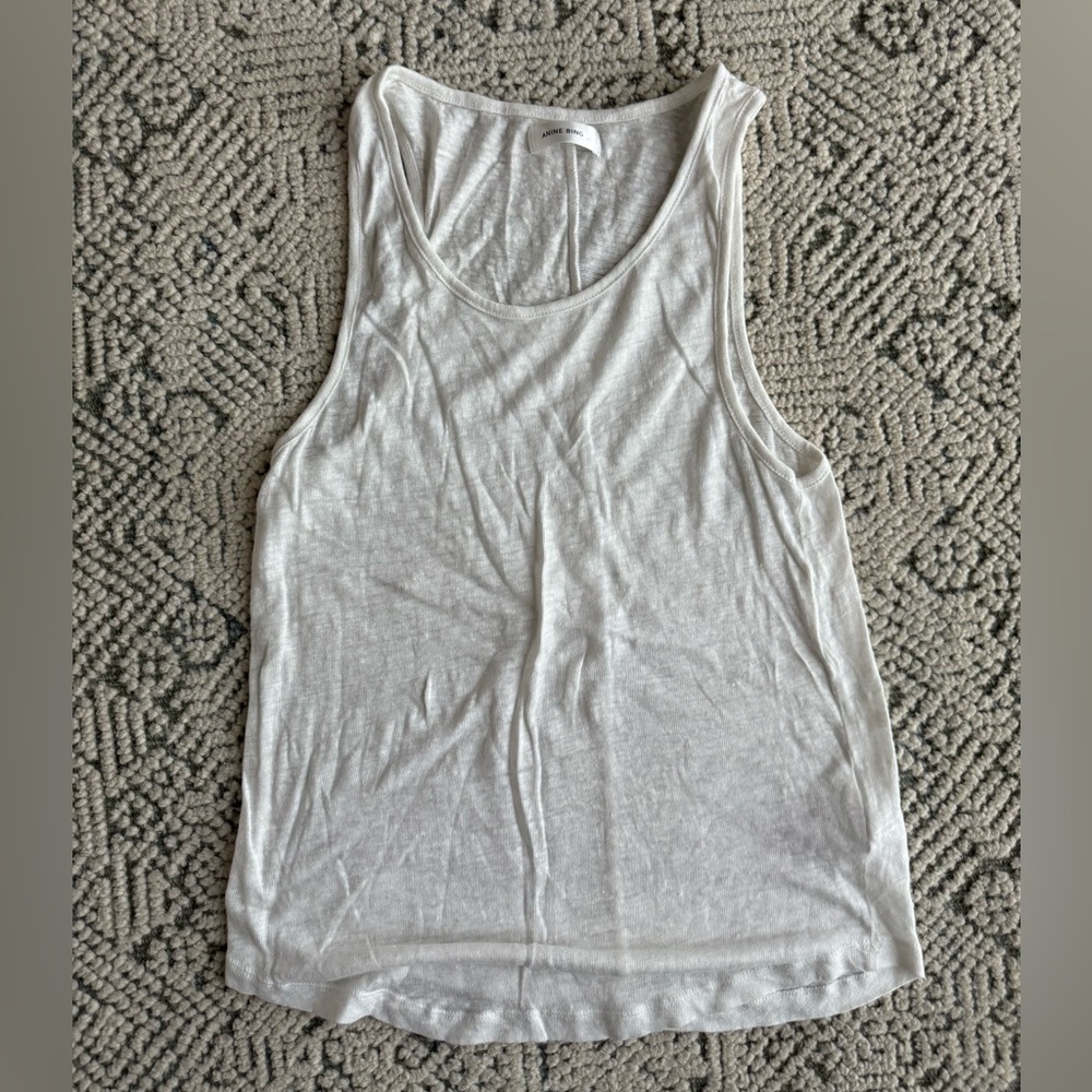 Anine Bing White linen Tank Top